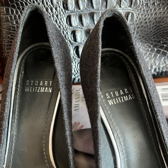 STUART WEITZMAN GREY WOOL LUXURY HEELS - Picture 3 of 8